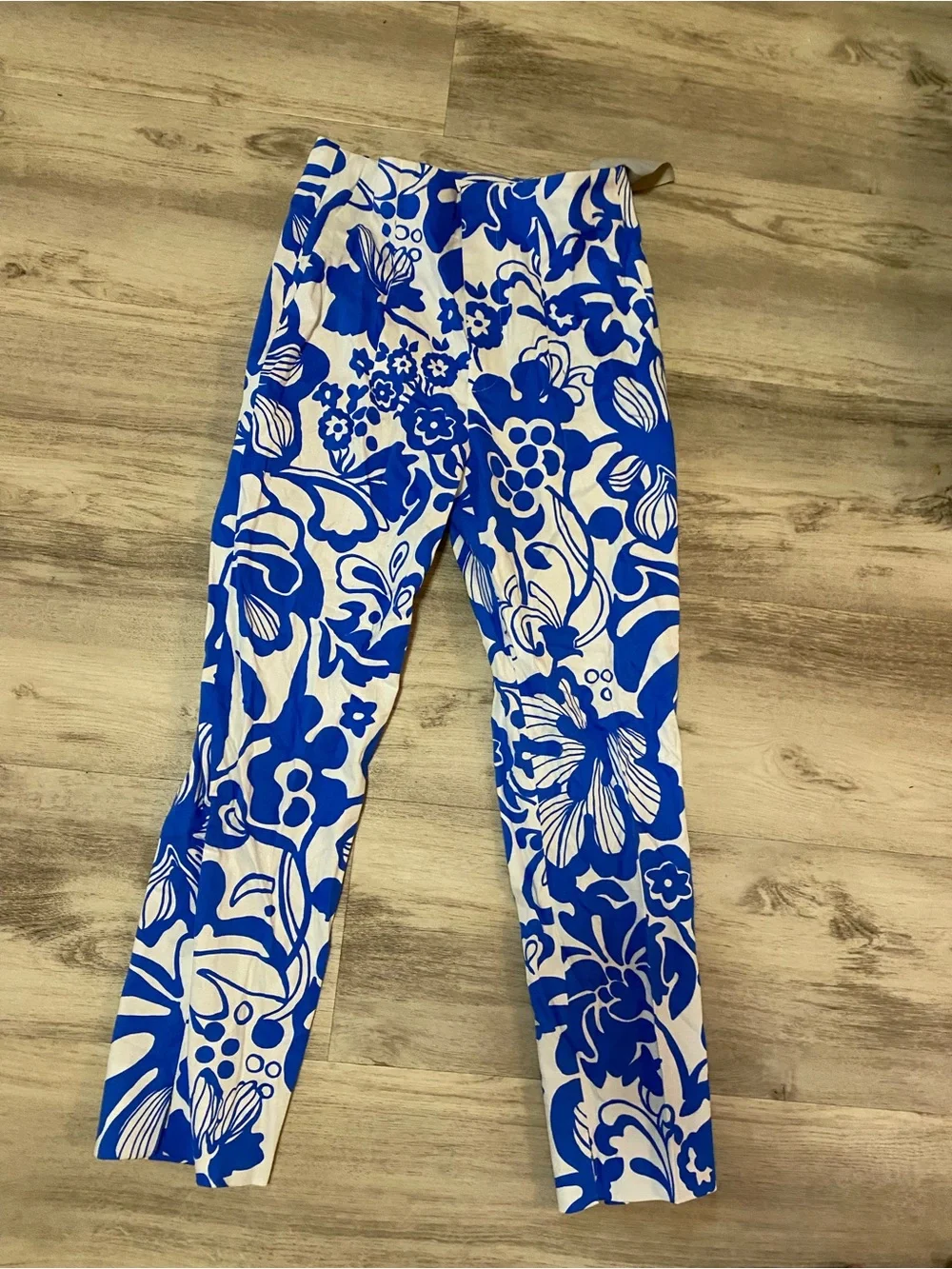 Zara Floral Blue Pants- brand new
